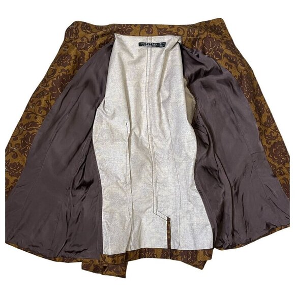 Peruvian Connection Floral Brocade Blazer Jacket Brown & Gold US 8 - Picture 10 of 11